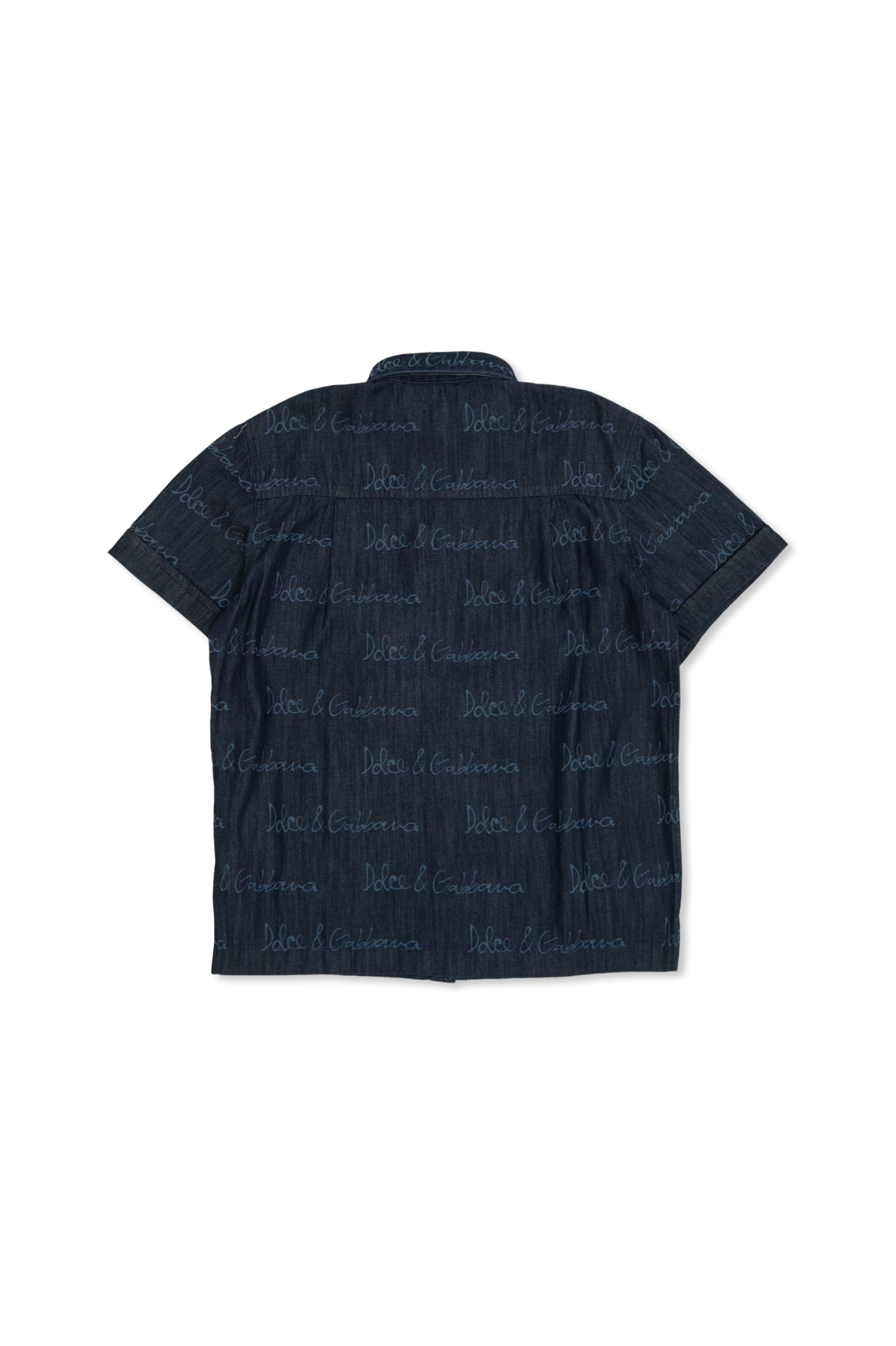 Navy blue Denim shirt with pocket Dolce & Gabbana Kids